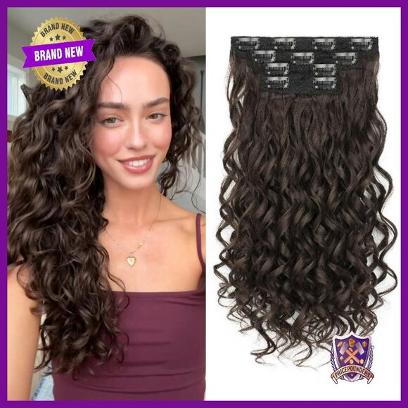 16 Inch Clip In Curly Hair Extensions 4PCS Lace Weft Natural Look main image 4